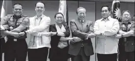  ?? AP ?? Foreign Affairs Secretary Alan Peter Cayetano (second from left) links arms with (from left) Indonesian armed forces chief Gen. TNI Gatot Nurmantyo and foreign minister Retno Marsudi, Malaysian foreign minister Anifah Haji Aman, National Security...