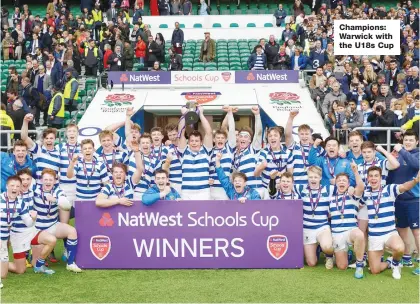  ??  ?? Champions: Warwick with the U18s Cup