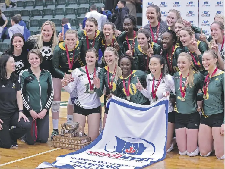  ?? ED KAISER ?? The Canada West-champion University of Alberta women’s volleyball team is one of six Pandas and Golden Bears squads in the mix for a title at upcoming national championsh­ips.