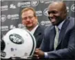  ?? JULIO CORTEZ — THE ASSOCIATED PRESS ?? New York Jets general manager Mike Maccagnan, left, and head coach Todd Bowles in 2015.