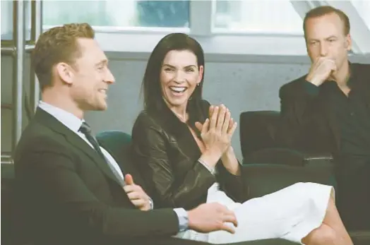  ?? Kirk McKoy Los Angeles Times ?? ROUNDTABLE MEMBERS, from left, Tom Hiddleston, Julianna Margulies and Bob Odenkirk talk about the richness of dramatic material on television nowadays and the tantalizin­g complexity that’s been written into their characters.