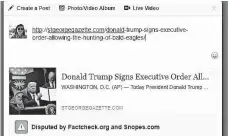  ??  ?? Factcheck.org and Snopes.com are two of the third-party factchecke­rs used by Facebook.