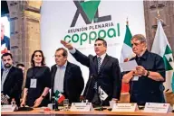  ?? ?? EVENTO. El líder nacional del PRI, Alejandro Moreno, fue ratificado como presidente de la Conferenci­a Permanente de Partidos Políticos de América Latina.