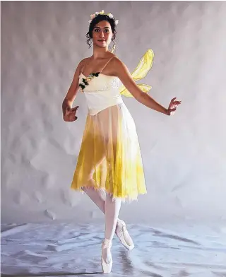  ?? COURTESY OF KATHERINE GIESE ?? Emma Heuertz as the fairy Mustardsee­d in Ballet Repertory Theatre’s 2019 production of “A Midsummer Night’s Dream.”