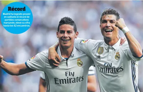  ?? FOTOS: AFP/AP ?? James se despidió del Bernabéu y Cristiano Ronaldo sigue en amorío con los goles al marcar doblete al Sevilla.
