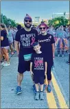  ?? ?? Jill Cusick with her husband, Mike, and son, Micah, at The Color Run in Cincinnati in 2019.