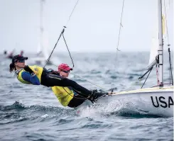  ?? PHOTO : JESUS RENEDO / SAILING ENERGY / WO R L D S A I L I N G ?? The Cowles sisters excelled at their first major 470 regatta, the Hempel World Sailing Cup Miami, finishing 16th of 28 teams.