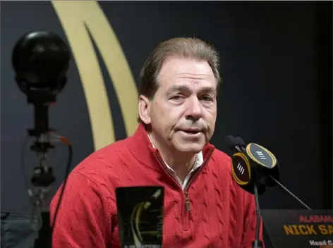  ?? Thearon W. Henderson/Getty Images ?? Nick Saban can achieve Monday night something no college coach has before — a seventh national championsh­ip.