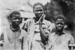  ?? (Getty) ?? Abyssinian slaves in iron collars, circa 1910