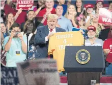  ?? SEAN RAYFORD
GETTY IMAGES ?? U.S. President Donald Trump attends a campaign rally in Johnson City, Tenn., on Monday to support a Republican candidate for the Senate.