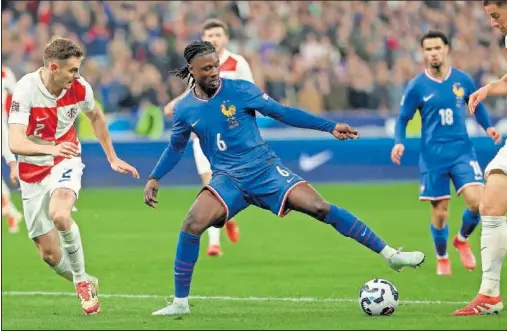  ?? ?? Camavinga saltó al campo en el 106’, el pasado domingo contra Croacia y terminó el partido firmando un 11 de 11 en pases.