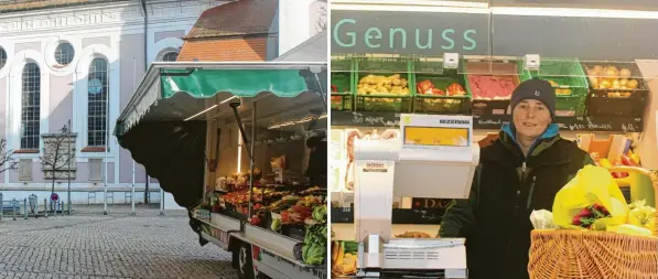  ?? Foto: Elly Ventroni ?? Schon viele Jahre ist Ingrid Faber mit ihrem Stand auf Wochenmärk­ten im Landkreis Günzburg unterwegs. Viele Händler beobachten, dass die Besucherza­hlen sinken.