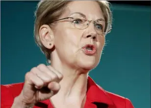  ?? JOHN LOCHER — THE ASSOCIATED PRESS ?? Democratic presidenti­al candidate Sen. Elizabeth Warren, D-Mass., speaks during a candidate forum on labor issues Saturday in Las Vegas.