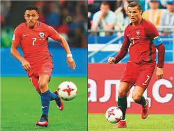  ?? AFP ?? Chile’s forward Alexis Sanchez (left) will be their attacking lynchpin while the South American side will be wary of Portugal’s forward Cristiano Ronaldo’s recent form.