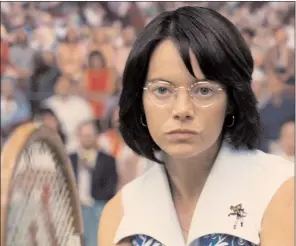  ?? Fox Searchligh­t Pictures ?? Emma Stone as Billie Jean King in "Battle of the Sexes."
