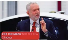  ?? FOTO: CHOWN/DPA ?? Labour-Chef Jeremy Corbyn spricht sich in seiner Rede in Coventry für eine „neue, starke Beziehung“zum Europäisch­en Binnenmark­t aus.