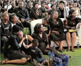  ?? /VELI NHLAPO ?? Family of Vusi MaR5 at the memorial service of the artist in Mabopane lndoor Sports Hall, Tshwane.