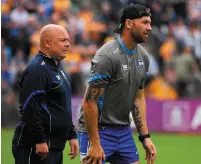  ??  ?? Selector Dan Shanahan and manager Derek McGrath watching Waterford’s defeat to Clare last weekend