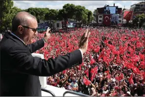  ?? AP ?? “You cannot tame our people with threats,” Turkish President Recep Tayyip Erdogan said of the U.S. while addressing supporters Saturday in Ordu.