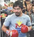  ?? JAYNE KAMIN-ONCEA, USA TODAY SPORTS ?? Manny Pacquiao, above, will fight Floyd Mayweather Jr. on May 2.