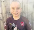  ??  ?? Ashton Lusted, 10, from Sittingbou­rne’s shave for charity
