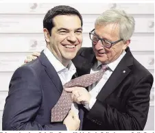  ??  ?? Tsipras, Juncker: Bei aller Freundlich­keit ein Feilschen um Polit-Deal