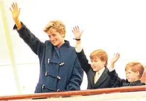  ?? Picture: PA. ?? Princess Diana with her sons, Prince William and Prince Harry, on the Royal Yacht Britannia in 1991.