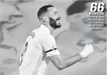  ?? FOTO: AFP ?? > Benzema celebra su gol, con el cual el Madrid inauguró el marcador.