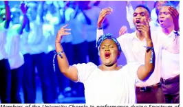  ??  ?? Members of the University Chorale in performanc­e during Spectrum of Hope, part of their annual concert season, held at the Phillip Sherlock Centre at UWI Mona on Sunday.