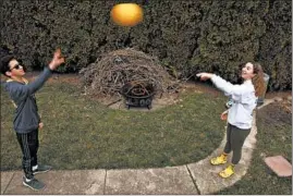  ?? STACEY WESCOTT/CHICAGO TRIBUNE ?? Mina Dizdarevic, 18, and her brother, Rijad, 13, work on their dry-land training for water polo in their backyard in Evanston.