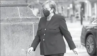  ??  ?? BERLIN
German Chancellor Angela Merkel arrives at Gendarmenm­arkt square for a memorial ceremony for the victims of pandemic, in Berlin, Germany. -REUTERS