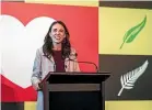  ?? ROSA WOODS/STUFF ?? Prime Minister Jacinda Ardern thanked border workers as she celebrated the opening of the bubble in Wellington Airport.