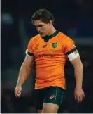  ?? Photograph: Javier García/REX/Shuttersto­ck ?? Wallabies captain Michael Hooper is touch and go for the Wales Test after sustaining a foot injury against England.