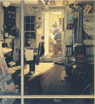  ??  ?? Shuffleton’s Barbershop is considered by Norman Rockwell’s surviving family to be among his finest works.