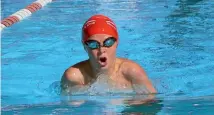  ??  ?? Nick Lovell, of the Waimea Swimming Club, contests the 200m breaststro­ke on his way to winning the Life Members Cup for Nelson Marlboroug­h’s top country club swimmer.