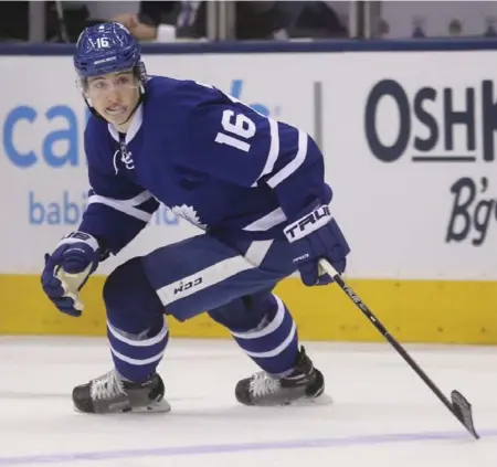  ?? RICHARD LAUTENS/TORONTO STAR ?? Leafs rookie Mitch Marner set up all three Leafs goals in a 3-2 win over Florida on Thursday night, giving him six points in seven games.