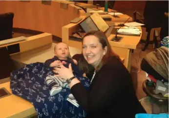  ??  ?? Tyson and Kitchener councillor Kelly Galloway-Sealock at Kitchener city council Monday night.