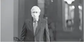  ?? MANUEL BALCE CENETA/AP ?? Although President Donald Trump declared virus aid talks were “moving along” Friday on Twitter, Senate Majority Leader Mitch McConnell said he doesn’t see a deal coming soon.