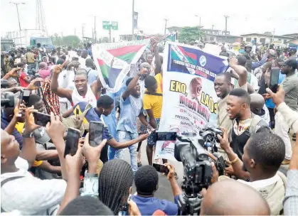  ?? Photo: Benedict Uwalaka ?? Protesters at the Yoruba Nation rally at Ojota in Lagos yesterday