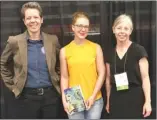  ?? Special to The Okanagan Weekend ?? UBC Associate Professor Allison Hargreaves, centre, celebrates her Gabrielle Roy Prize with Wilfrid Laurier University Press senior editor Siobhan McMenemy, left, and director Lisa Quinn.