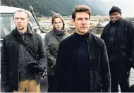  ?? AP ?? This image released by Paramount Pictures shows, (from left), Simon Pegg, Rebecca Ferguson, Tom Cruise and Ving Rhames in a scene from ‘Mission: Impossible – Fallout’.