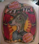  ??  ?? Christy Davis chose to honor her dog Zephyr with a tattoo she says completely captures his personalit­y.