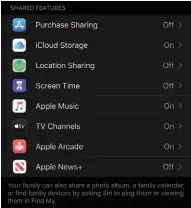  ??  ?? Purchase Sharing comes with a big caveat, but there’s little reason not to turn on most of the other sharing options.