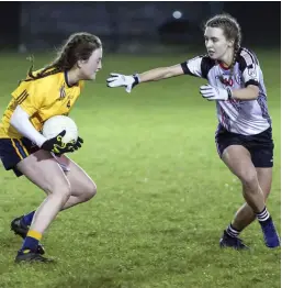  ??  ?? Jessica Byrne of DCU in action with IT Sligo’s Sinead Naughton.