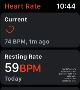  ??  ?? HeartWatch 4’s Apple Watch app presents data in a really wellbalanc­ed and accessible way.