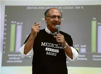  ?? Divulgação ?? O ex-presidenci­ável Geraldo Alckmin dá aula de medicina em Bauru (SP)