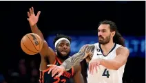  ?? ?? Steven Adams scored 16 points against the New York Knicks.