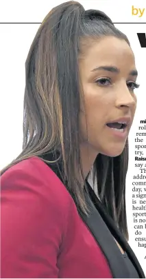  ?? AP FILE PHOTO ?? Gold Medalist gymnast Aly Raisman confronts Larry Nassar in court during sentencing in January of the former sports doctor on multiple sexual assault charges.