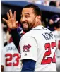  ?? AP PHOTO BY DANNY KARNIK ?? In this June 24 file photo, Atlanta Braves’ Matt Kemp waves to a fan after the team’s baseball game against the Milwaukee Brewers in Atlanta.