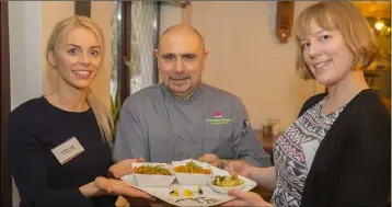  ??  ?? Kathrina Lyng, New Ross, Gaetano Pernagallo Head Chef and Jenny Whelan, Checkout Magazine.